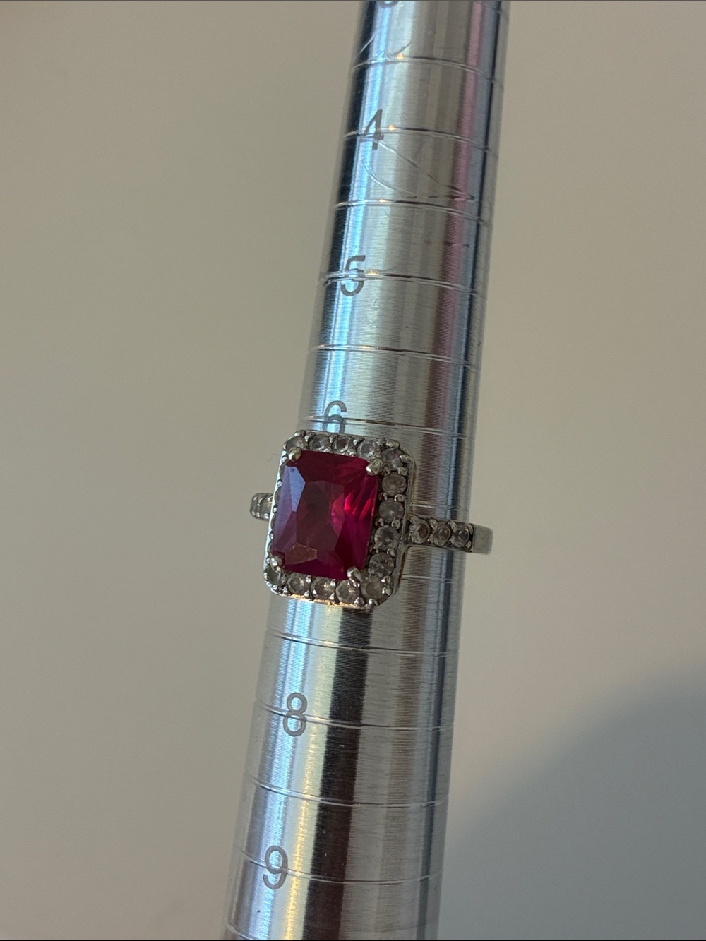 Pink Ruby-Style Halo Ring - Picture 3 of 7